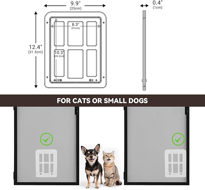 Cat Screen Door for Sliding Screen Door Pet Screen Door with Flap Lockable Suitable for Small Dog and Cat-White