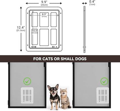 Cat Screen Door for Sliding Screen Door Pet Screen Door with Flap Lockable Suitable for Small Dog and Cat-White