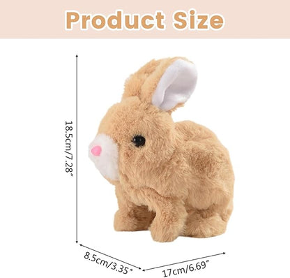 Easter Bunny Toy, Rabbit Interactive Hopping Electronic Pet Plush Bunny Toy with Sounds and Movements Animated Walking Wiggle Ears Twitch Nose（Brown）