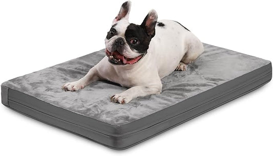 Waterproof Dog Bed Medium Size Dog, Outdoor Washable Crate Pad 30 inch, Orthopedic Foam Pet Bed with Removable Cover Reversible, Outdoor Anti-Slip Kennel Pad 29"x18", Gray