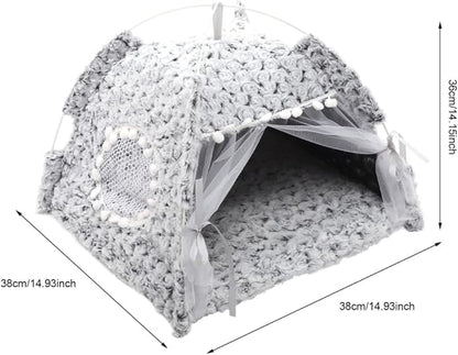 Summer Cat Tent Foldable Pet Teepee Indoor Outdoor Semi-Enclosed Comfortable Cat Nest Small Pet Sleeping Place All-Season Play Tent