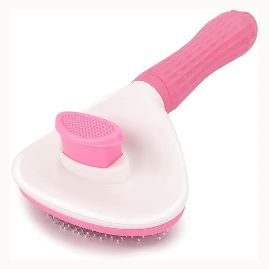 PETS-LAMB Self-Cleaning Dog and Cat Grooming Brush, Suitable for Long or Short Hair, Loose Hair Removal Brush, Easy to Remove, Pet Massage Tool. (Pink)