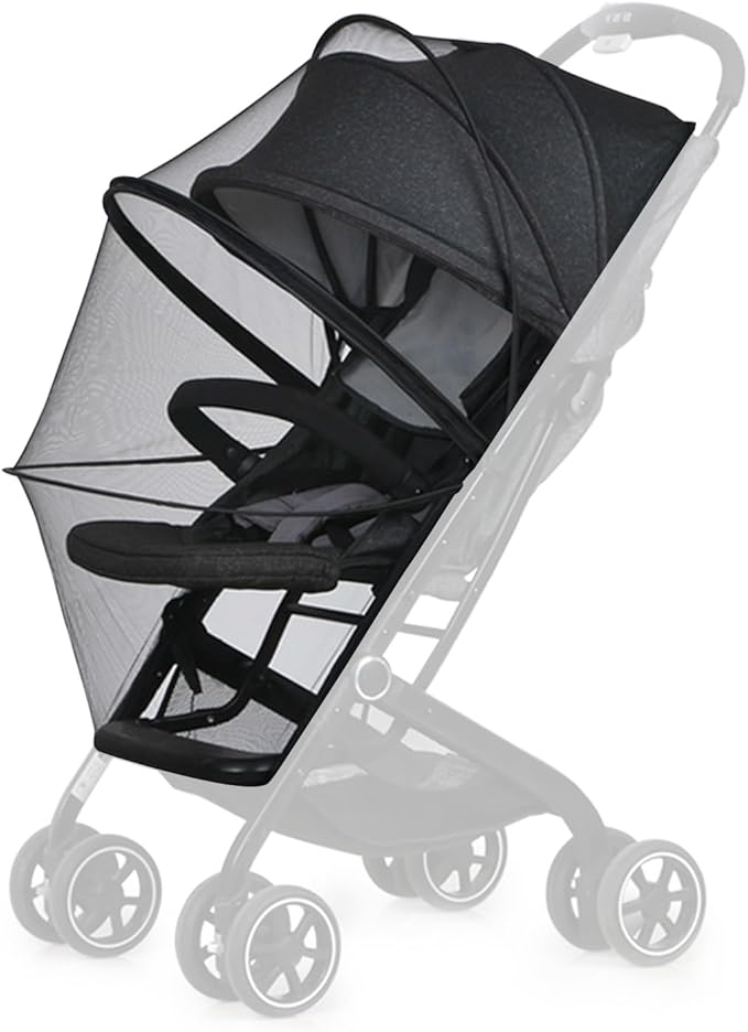 DUOMI Mosquito Net for Stroller,Encrypted Stroller Mosquito Net Full Cover with Double Zipper,Breathable & Foldable Netting for Baby Cover(Black)