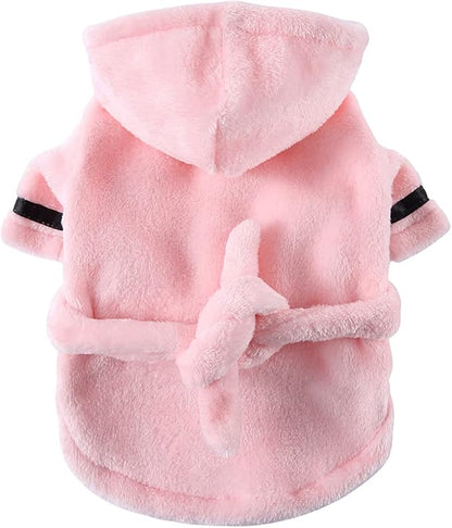 Dog Drying Robe Coat Super Absorbent Soft, Fast Drying Pet Dog Bathrobe Towel with Adjustable Waistbelt