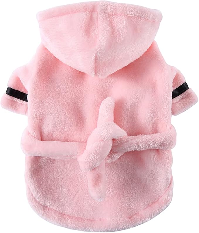 Dog Drying Robe Coat Super Absorbent Soft, Fast Drying Pet Dog Bathrobe Towel with Adjustable Waistbelt