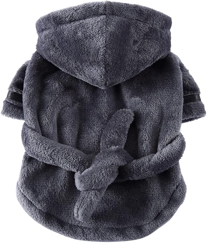 Dog Drying Robe Coat Super Absorbent Soft, Fast Drying Pet Dog Bathrobe Towel with Adjustable Waistbelt