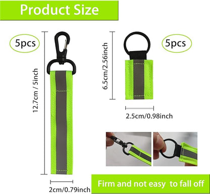 10 Pack Reflective Straps for Walking at Night, Glow in The Dark Keychain & Backpack Reflectors, High Visibility Safety Night Running Gear with Zipper Pulls for Dog Collar, Cycling, Camping.