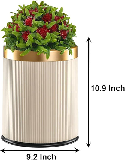 Yatmung Dog Poop Trash Can Outside - 2.6 Gal Small Pet Waste Container with Lid - Outdoor Poop Garbage Can - Front Porch, Backyard, Waste Bin - Plant Styled Dog Poop Bucket - Cream