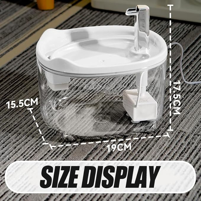 Cat Water Fountain - Automatic 50oz Pet Water Fountain Whisper Quiet Premium Pet Dispenser for Cats & Dogs (White, 1.5L)