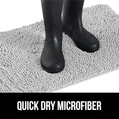 GORILLA GRIP SoakSTOPPER Dog Door Mat, Machine Washable Rug Absorbent Doormat Captures Moisture Mud Dirt, Quick Dry Soft Chenille Entryway Rugs Indoor Entrance Mats for Dog Paws, 24x17 Light Gray