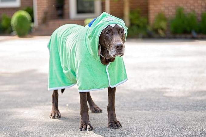 BoxDog Wearable Microfiber Dog Towel with Monster Hoodie | Soft Dog Bathrobe (x-Large)