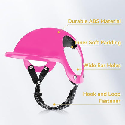 Medium Dog Helmet with Ear Holes - Adjustable, Lightweight, Hard Pink Pet Helmet for Outdoor Activities/Motorcycle/Bike
