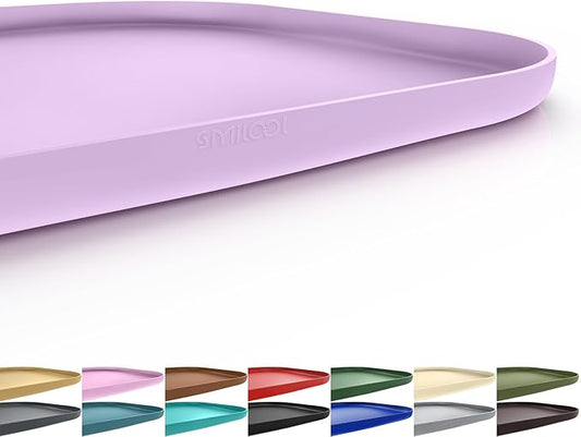 Silicone Pet Food Mat with Raised Edge for Food and Water Bowl, Dog Feeding Mats, Cat Food Trays for Floor Waterproof, Rubber Tray for Dogs and Cats, 24 x 16 x 0.8 Lavender
