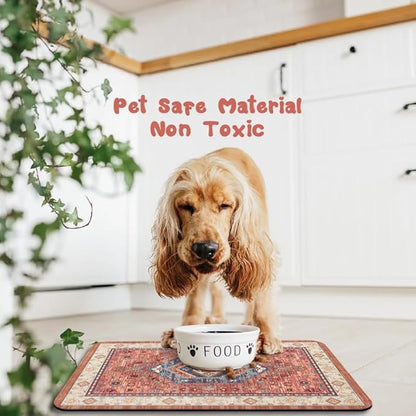 Dog Food Mats for Floors Waterproof, Pet Water Bowl Mats Pet Feeding Absorbent Placemats 12 * 20 inch