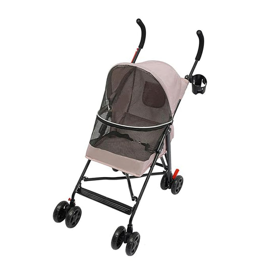 Pet Gear Travel Lite Plus Stroller,Compact Portable Jogger All Terrain Travel Pet Gear, Foldable Lightweight Durable Pet Stroller for Small To Medium Pets Dogs And Cats up to 15 pounds (Pink)