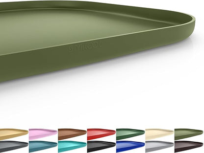 Silicone Pet Feeding Mat with Raised Edge for Food and Water, Dog Bowl Mats, Cat Bowls Placemat with High Lip for Floor Waterproof, Rubber Tray for Cats and Dogs 22 x 14 x0.8 Light Olive Green