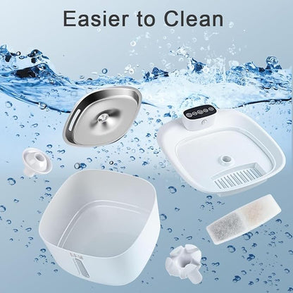 135oz/4L 100% BPA-Free Cat Water Fountain - Quiet Plastic Automatic Pet Drinking Fountain for Cats&Dogs Indoor, Automatic Dog Watering Dispenser Bowl with Watering Level Window and Filter (White)