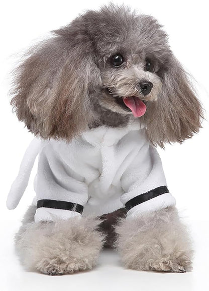 Dog Bathrobe Small Dog Luxury Soft Flannel Pajamas Puppy Quick Drying Bath Robe Pet Hooded Nightwear Dog Super Absorbent Towel for Small Dogs Cats