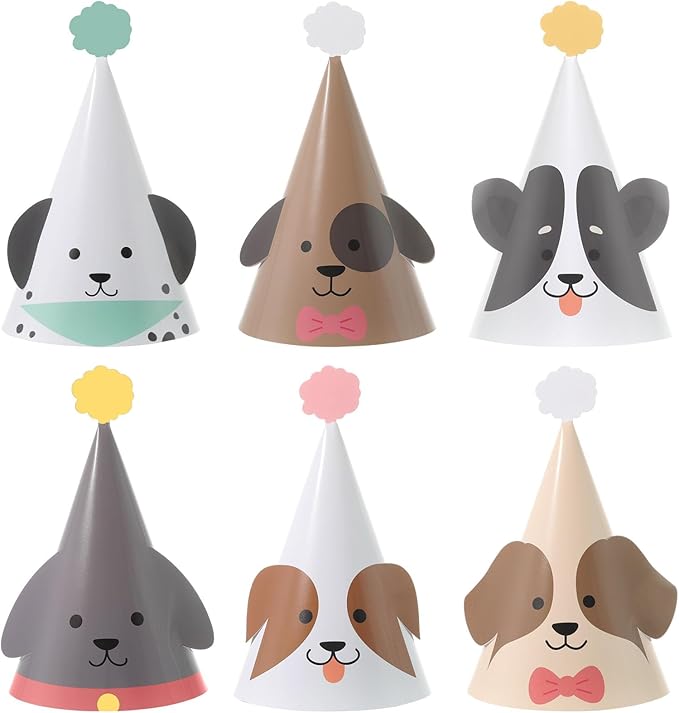 24PCS Pet Dog Birthday Party Hats Cute Puppy Themed Party Cone Hats Colorful Dog Birthday Parties Decorations Costume Headwear for Cosplay Dress Up Puppy Parties Supplies