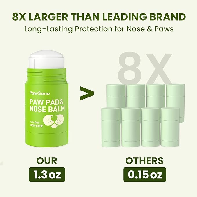 Lick-Safe Dog Paw & Nose Balm with Coconut Oil | All-Natural Moisturizer & Soother for Dry, Cracked Pads & Snout | Heat & Cold Pavement Protection Wax | Horse Hoof, Joint Care, 2.6 oz (75g)