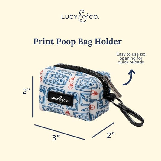 Lucy & Co. Tinned Fish Dog Poop Bag Holder, Durable Waste Bag Dispenser with Clip for Leash