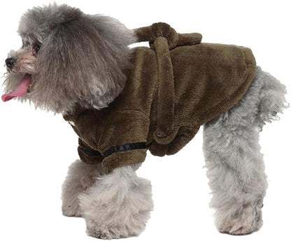 Luxury Small Dog Bathrobe - Soft Flannel Pajamas, Quick Drying Hooded Bath Robe, Super Absorbent Towel for Puppies and Cats