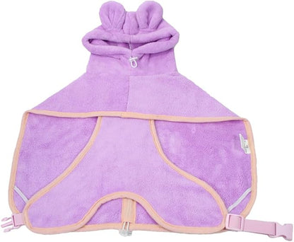 Dog Drying Coat with Hood, Adjustable Soft Wrap Bathrobe with Buckle, Super Absorbent Fast Drying Tower for Small, Medium, Large Dog Cats (X-Large, Purple)