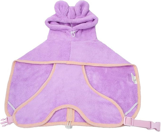 Dog Drying Coat with Hood, Adjustable Soft Wrap Bathrobe with Buckle, Super Absorbent Fast Drying Tower for Small, Medium, Large Dog Cats (Small, Purple)