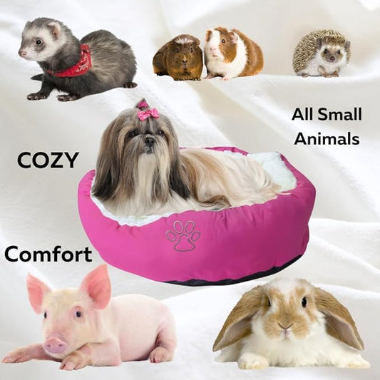 Evelots Calming Donut Cat Bed - Warm Pet Bed for Cats and Small Dogs - Anti-Anxiety Cozy Cuddler - Removable Soft Plush Cushion - Machine Washable - Non-Slip Bottom - Pink