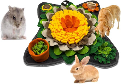 Rabbit Foraging Mat Snuffle Mat, Feeding Mat Interactive Feeding Puzzle Toy, Pet Sniffing Training Mat for Dogs, Hamsters Guinea Pigs Stress Relief