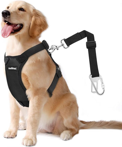 Dog Seat Belt, Safety Vest Dog Car Harness with Adjustable Buckle Dogs Seat-Belt for Vehicle Nylon Pet Safety Seats Belts Heavy Duty(XXL, Black)