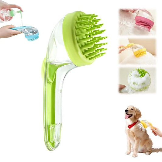Pet Bath Brush, 2025 New 2 in 1 Dog Bath Brush with Built-in Shampoo Dispenser, Pet Wash Brush for Bathing Dog Grooming Massage Brush for Long Short Haired Dogs Cats Shower (Green, Coarse teeth)