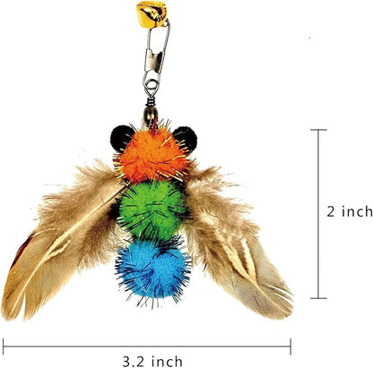 miwoowim 6 PCS Insect Bees,Feather Cat Toys, Kitty Wand Toy Refill,Cat Toy Wand Replacement Attachments,Kitten Feather Refills,Insect Interactive Teaser Wand Feathers
