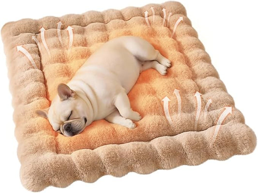 Cat & Dog Bed Mat, Soft Plush Faux Fur Kneading Pet Bed for 2 Cats or Small Dogs, Machine Washable Cat Sleeping Pad, Non-Slip Fluffy Pet Rug for Indoor Cats Kittens & Small Dogs,27x20 In Coffee