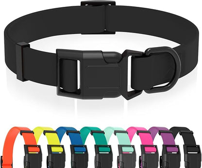 Waterproof Dog Collar, Easy to Clean Rubber Dog Collars with Quick Release Buckle Fits Small Medium or Large Dogs (Black, M < 11.8-18.5 inch)