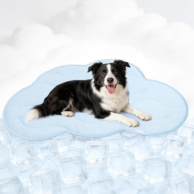 BECEMURU Dog Cooling Mat - 36" x 23" Reversible Cooling Pad for Crate, Kennel, Bed, Sofa - Machine Washable, Durable, Non-Gel - Keep Your Pet Cool and Comfortable (Cloud-L: 45" L x 30" W x 0.8" Th)