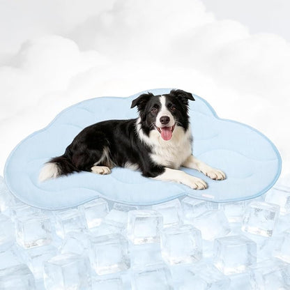 BECEMURU Dog Cooling Mat - 36" x 23" Reversible Cooling Pad for Crate, Kennel, Bed, Sofa - Machine Washable, Durable, Non-Gel - Keep Your Pet Cool and Comfortable (Cloud-L: 45" L x 30" W x 0.8" Th)