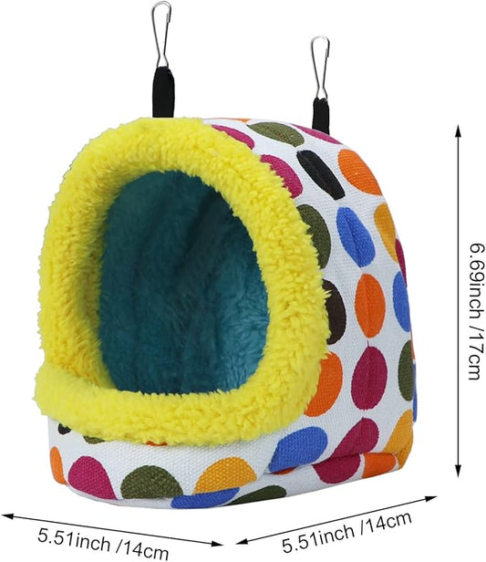 Litewoo Bird Hanging Hammock Winter Warm Parrot Nest House Bed Plush Snuggle Pet Cave Hammock Toy for Conure Lovebird Budgie Parakeet Cockatiel Cage Accessory (Medium)