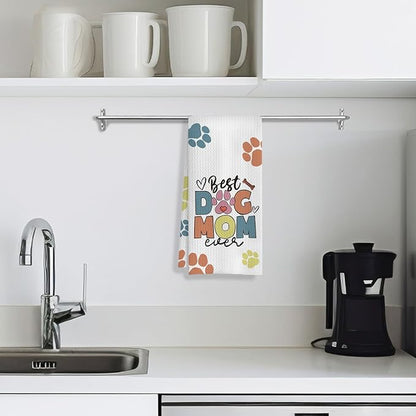 Dog Mom Gifts Kitchen Towels, Dog Lovers Owners Gifts for Women, Colorful Dogs Paws Hand Towels for Bathroom, 16x24 Inches
