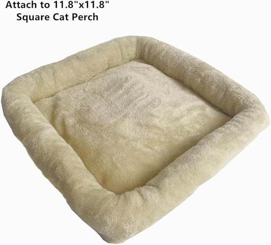 SHENGOCASE Cat Tree Tower Accessories Replacement Parts Top Bed Cover Cushion for Cat Perch with Elastic Band (11.8" x 11.8", Beige)