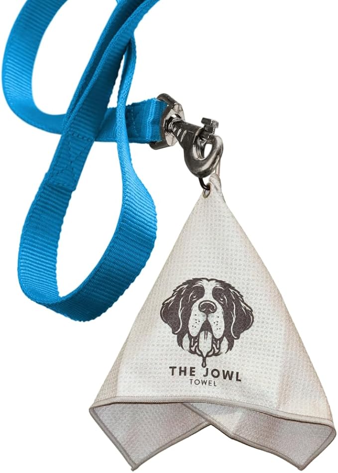 Dog Drool Towel for Large Dogs – Absorbent Microfiber Drool Catcher, Collar & Leash Attachment, Convenient Alternative to Drool Bibs (3 Pack)