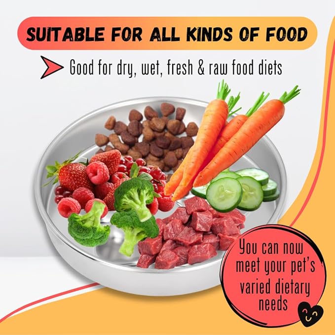 STRUNGZ Stainless Steel Slow Feeder Dog Bowl - 2 Cups Capacity With Non-Slip Silicone Base