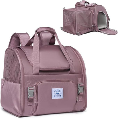 Pet Backpack Carrier for Small Dogs Medium Cats, Puppies,Breathable and Collapsible Design, Portable Travel Bag for Bearded Dragon,Rabbit Cage (Purple, Small)
