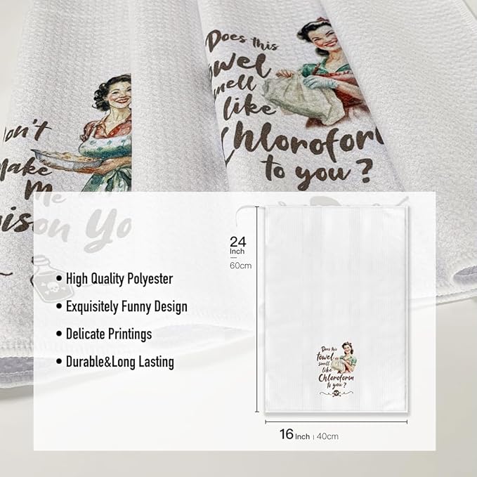 Joked Kitchen Towels for Women- Funny Cute Dish Towel for Kitchen DéCor,Microfiber Hilarious Absorbent Dish,Best Gifts for Mom Hostess New Home 16" x 24"