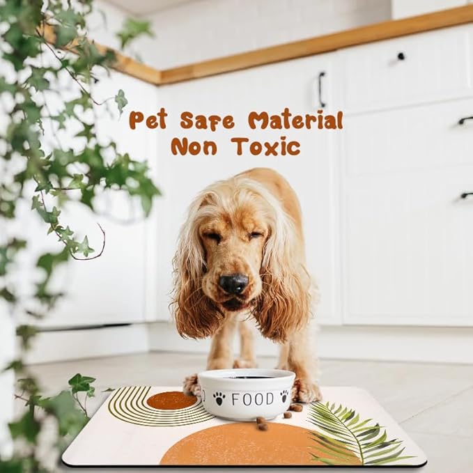 Dog Food Mats for Floors Waterproof, Cat Water Bowl Mats Pet Feeding Absorbent Placemats Bohemia 24 * 32 inch