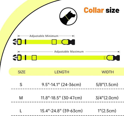 Waterproof Dog Collar, Easy to Clean Rubber Dog Collars with Quick Release Buckle Fits Small Medium or Large Dogs (Yellow, S < 9.5-14.1 inch)