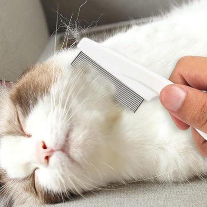 2 Pack Multifunctional Pet Comb, Upgrade Pet Grooming Brush Fine Magic Tear Stain Removal, Fine-Tooth Stainless Massage Comb Kit for Small Puppies and Dogs (White)