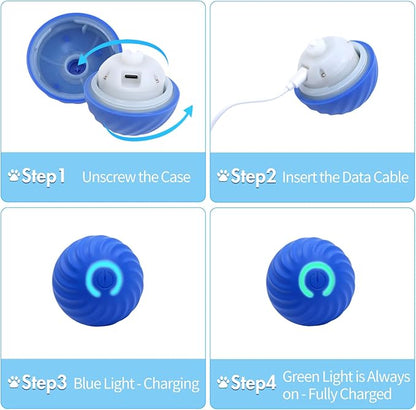 Interactive Dog Ball Toys for Pet Dogs,Smart Electric Small Medium Dog Toys to Keep them Busy,Automatic Rolling Jumping Balls with 2 Cover for Dogs,Rechargeable Pet Interactive Toy Balls,Blue