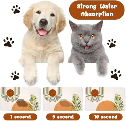 Dog Food Mats for Floors Waterproof, Cat Water Bowl Mats Pet Feeding Absorbent Placemats Bohemia 17 * 30 inch