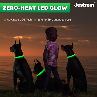 Led Dog Collar, Jestrem USB Rechargeable Waterproof Pet Safety Collar for Night Walking, Adjustable Reflective Collar Light Up Dog Collar for Small Medium Large Dogs